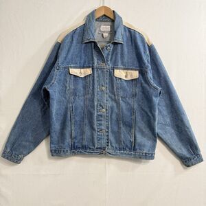 VINTAGE BonJour Jacket Men Size Large Denim Jean Coat Mens 80s